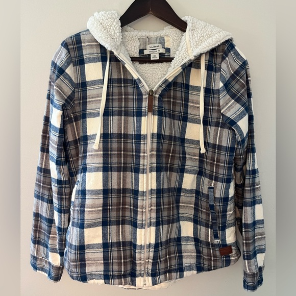 L.L. Bean Jackets & Blazers - L.L. Bean Scotch Plaid Flannel Sherpa Lined Zip Up Hoodie